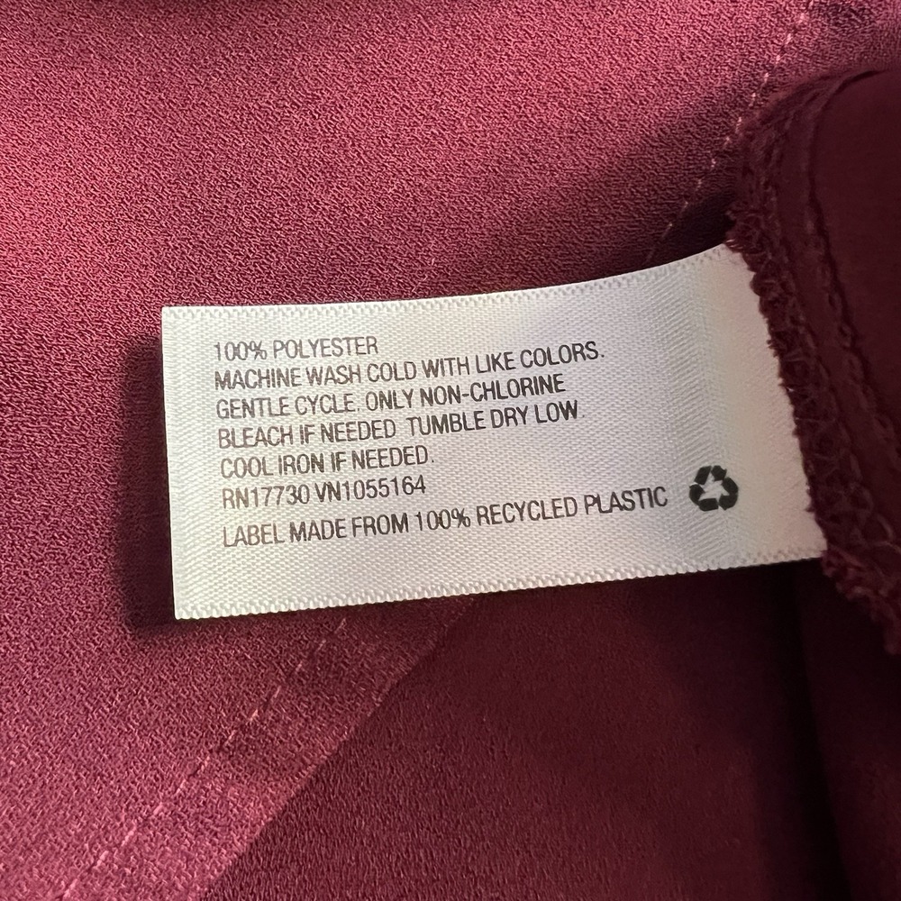 A New Day Women's Maroon Dress Small Long Sleeve V-Neck Knee Length - Picture 5 of 5